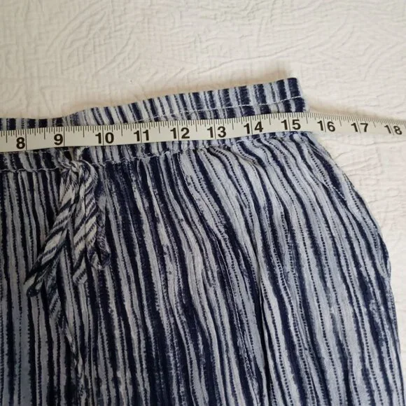 Free People Pants Striped Lightweight Drawstring Blue & White Size S Womens - Picture 10 of 13